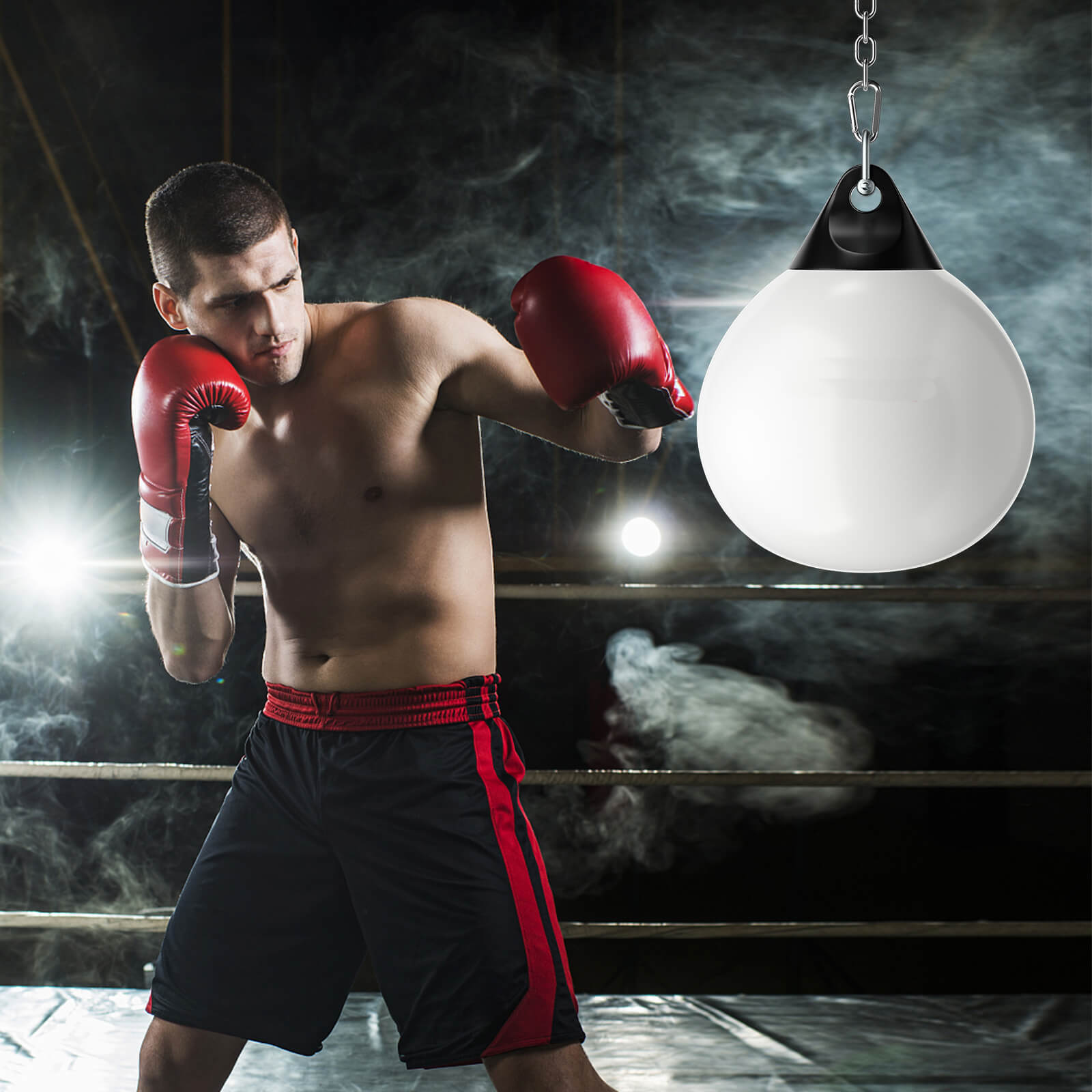Water Punching Bag with Adjustable Metal Chain and Insurance Buckles-White